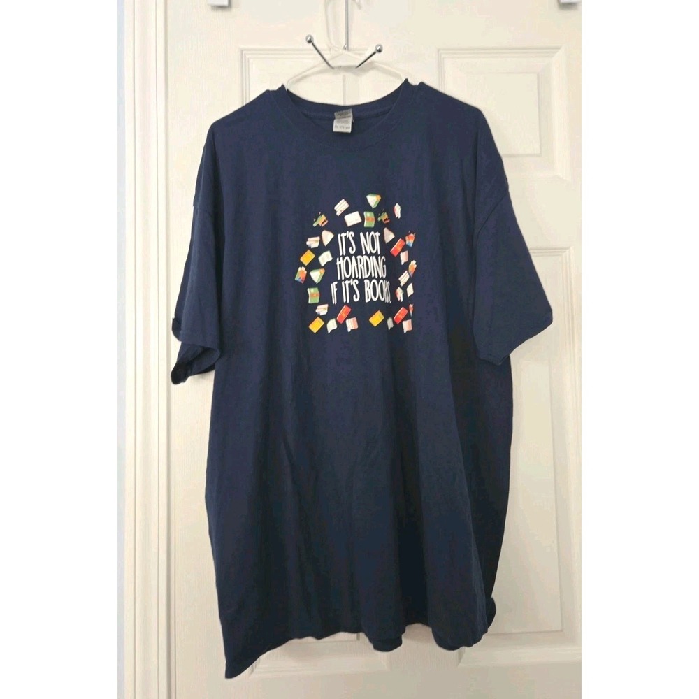 Gilden Womans Short Sleeve Tshirt Size 2XL Navy With Book Design